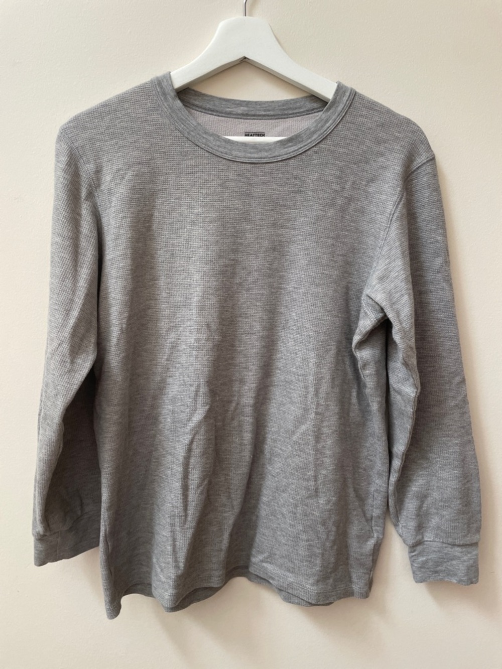 Uniqlo Cotton Heattech extra warm Long Sleeve Thermal Tee - Light Gray